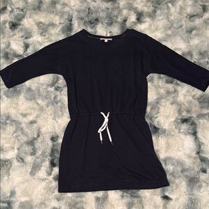 LOFT Black Mini Dress with Drawstring Waist